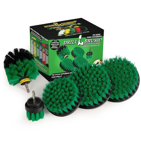 Drill Brush Power Scrubber By Useful Products 7 in W 5 in L Brush, Green G-S-5542O-QC-DB - main